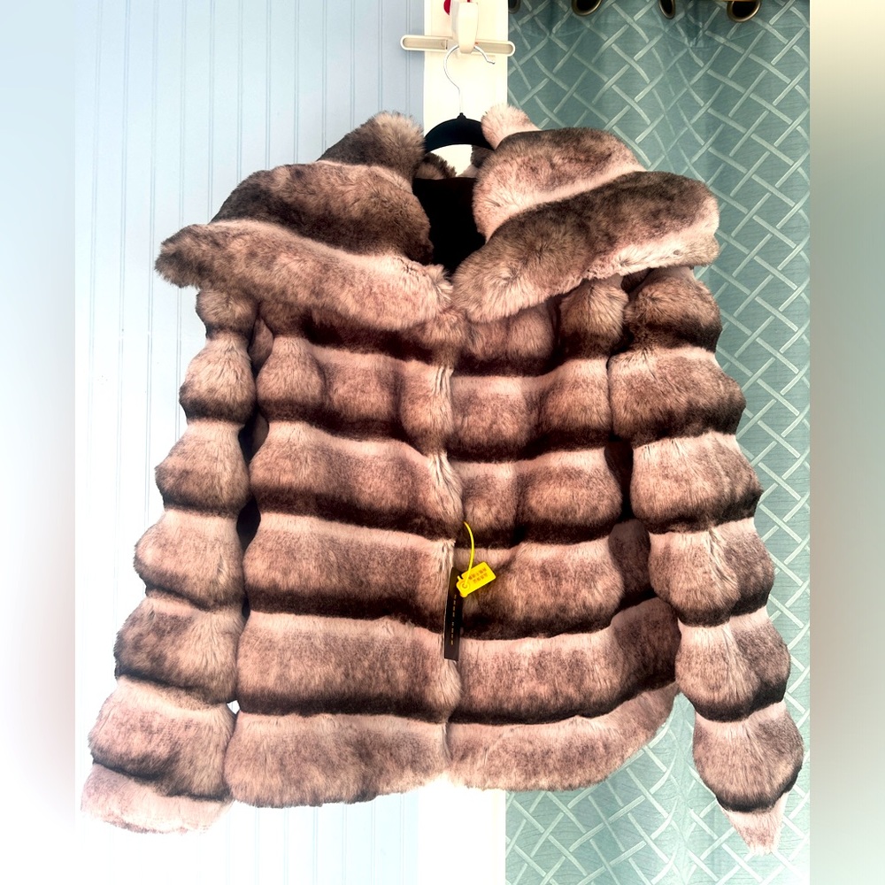 Faux chinchilla fur winter coat